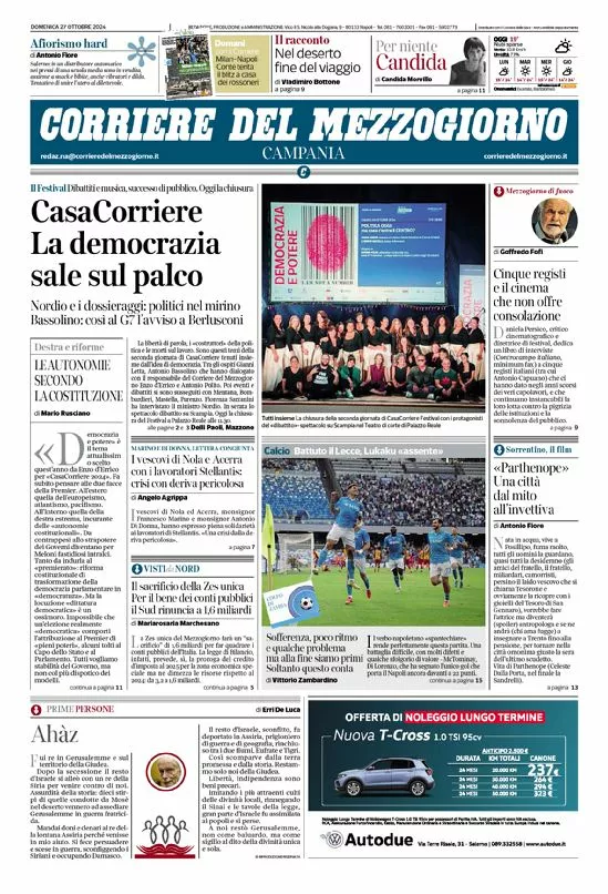 Prima-pagina-corriere del mezzogiorno-del-2024-10-27